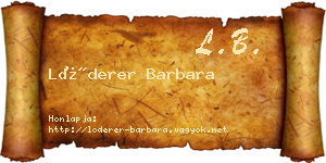 Lóderer Barbara névjegykártya