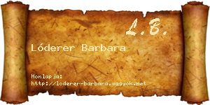 Lóderer Barbara névjegykártya